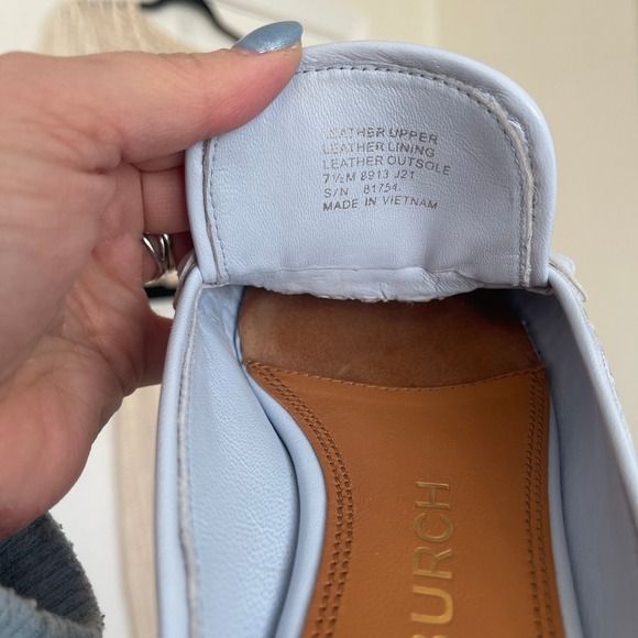 Tory Burch $348 Jessa Light Blue Woven‎ Leather Backless Loafers Women's 7.5M - Picture 9 of 10